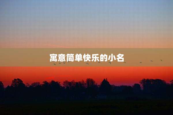 寓意简单快乐的小名