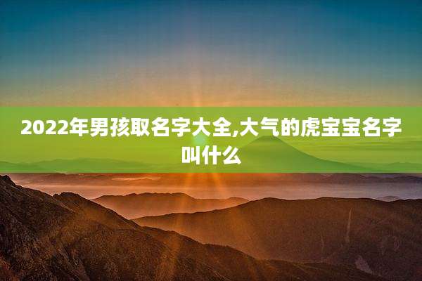 2022年男孩取名字大全,大气的虎宝宝名字叫什么