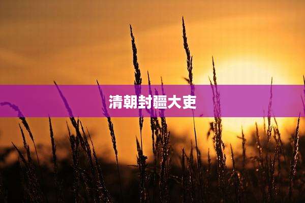 清朝封疆大吏