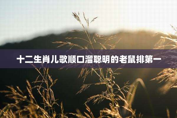 十二生肖儿歌顺口溜聪明的老鼠排第一