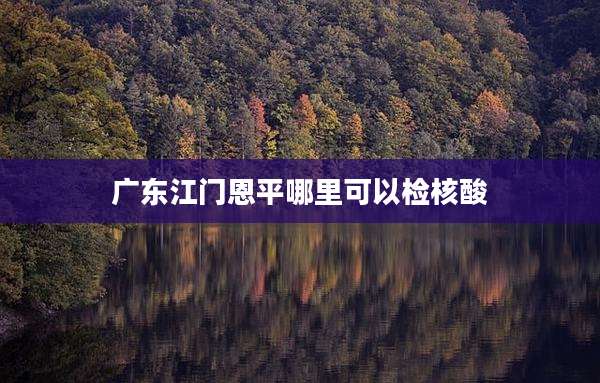 广东江门恩平哪里可以检核酸