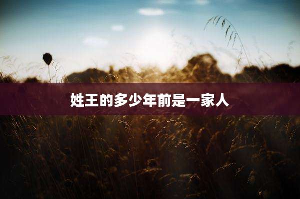姓王的多少年前是一家人