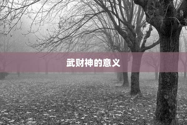 武财神的意义