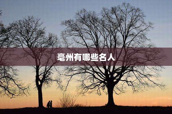 毫州有哪些名人