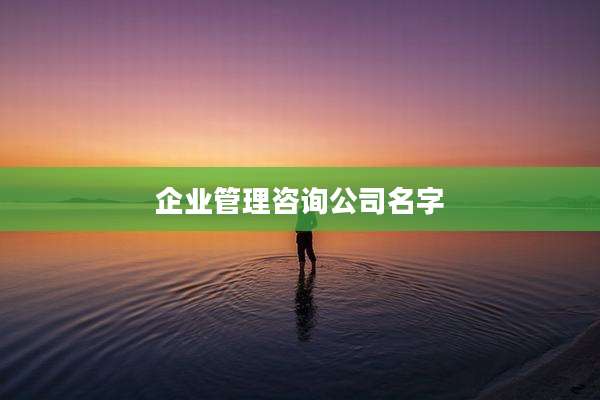 企业管理咨询公司名字