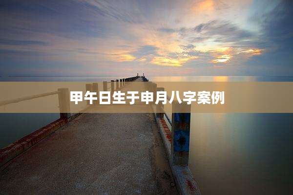甲午日生于申月八字案例