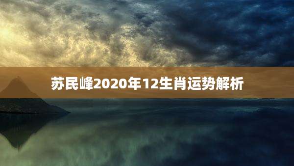 苏民峰2020年12生肖运势解析