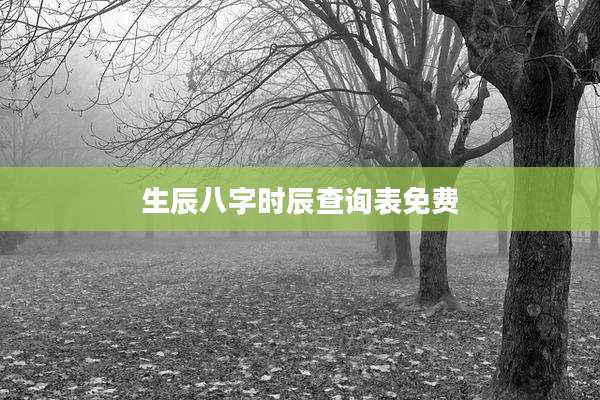 生辰八字时辰查询表免费