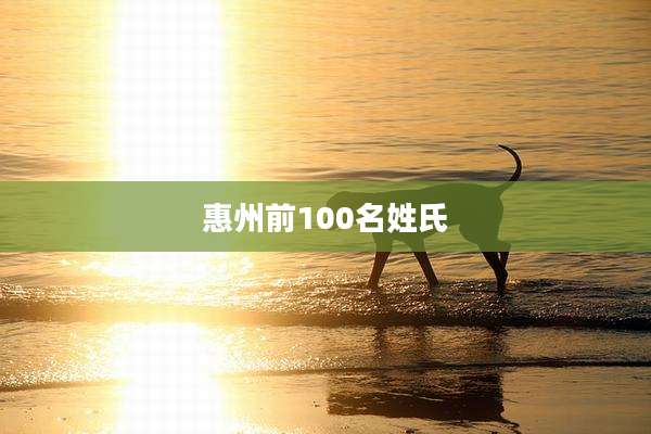 惠州前100名姓氏