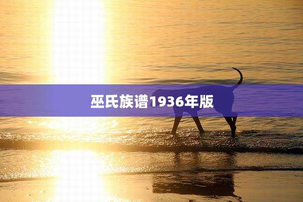 巫氏族谱1936年版