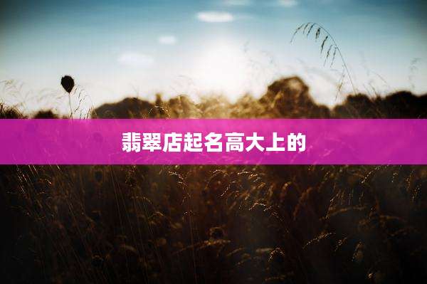 翡翠店起名高大上的