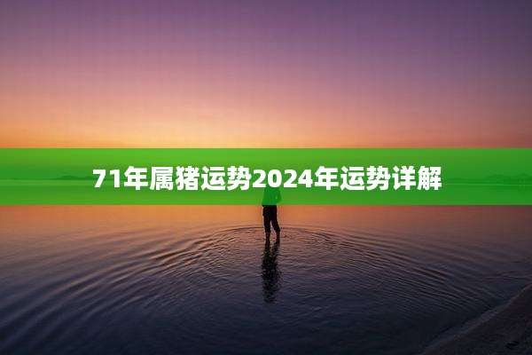 71年属猪运势2024年运势详解