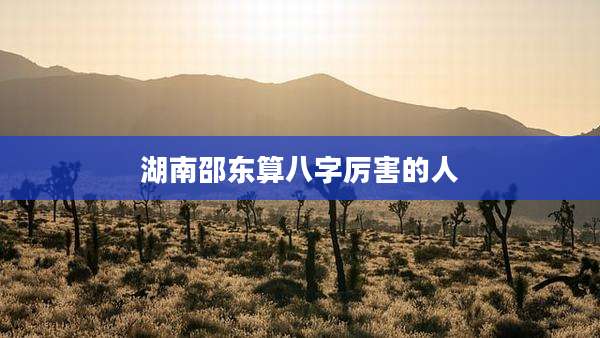 湖南邵东算八字厉害的人