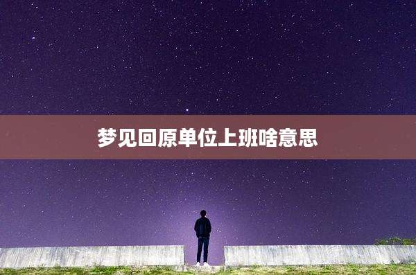 梦见回原单位上班啥意思