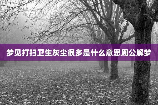 梦见打扫卫生灰尘很多是什么意思周公解梦