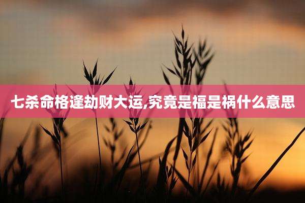 七杀命格逢劫财大运,究竟是福是祸什么意思
