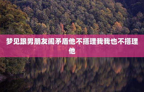 梦见跟男朋友闹矛盾他不搭理我我也不搭理他