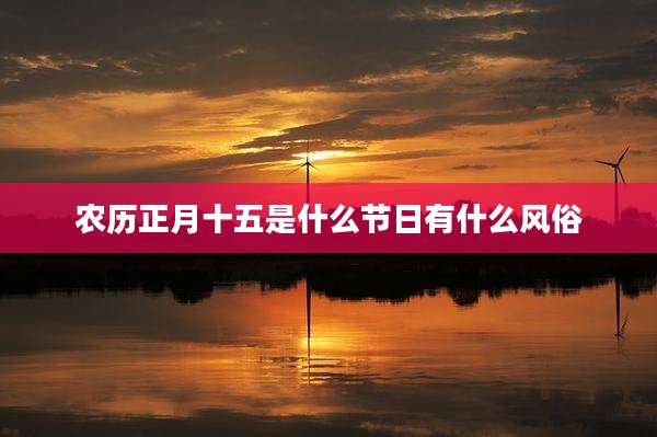 农历正月十五是什么节日有什么风俗