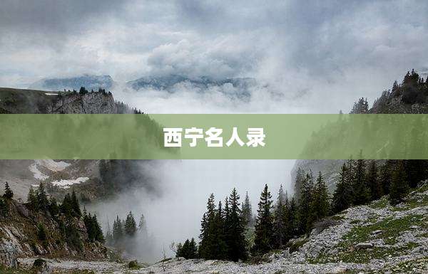 西宁名人录