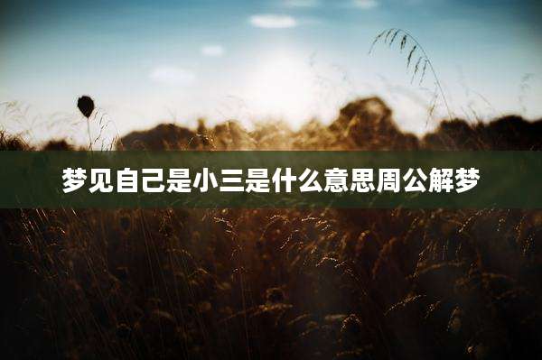 梦见自己是小三是什么意思周公解梦