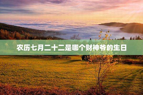 农历七月二十二是哪个财神爷的生日