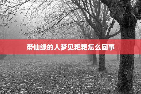 带仙缘的人梦见粑粑怎么回事