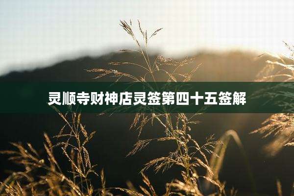 灵顺寺财神店灵签第四十五签解