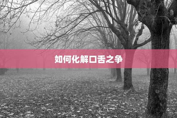 如何化解口舌之争