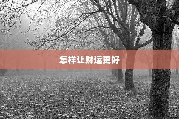 怎样让财运更好
