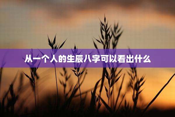 从一个人的生辰八字可以看出什么