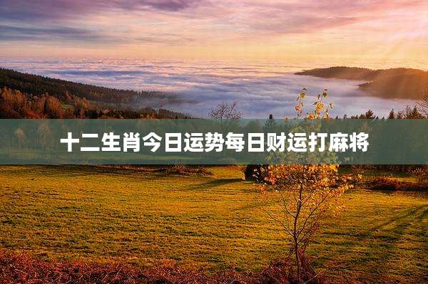 十二生肖今日运势每日财运打麻将