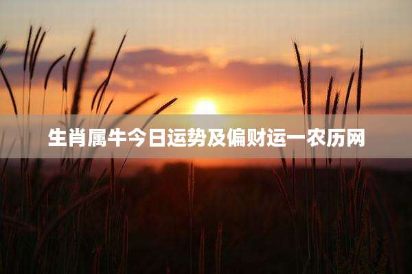 生肖属牛今日运势及偏财运一农历网