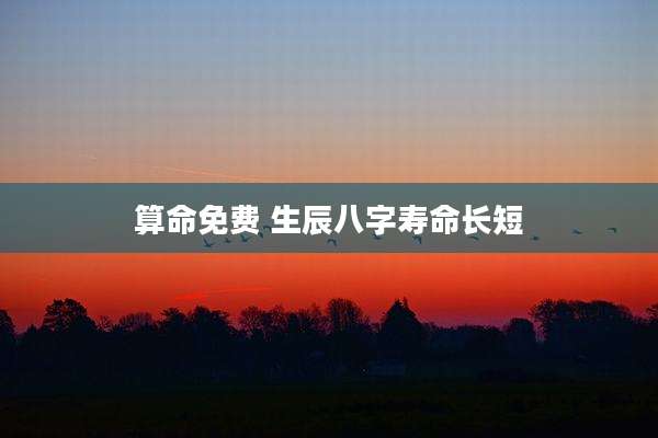 算命免费 生辰八字寿命长短