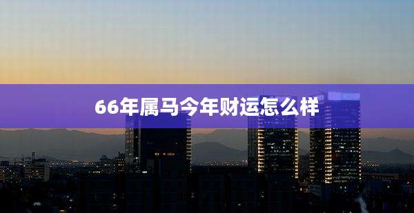 66年属马今年财运怎么样