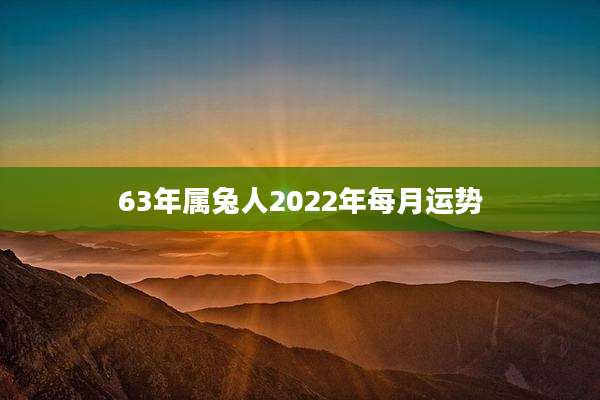 63年属兔人2022年每月运势