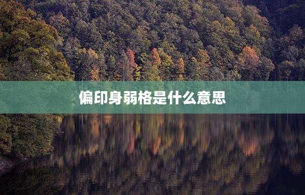 偏印身弱格是什么意思