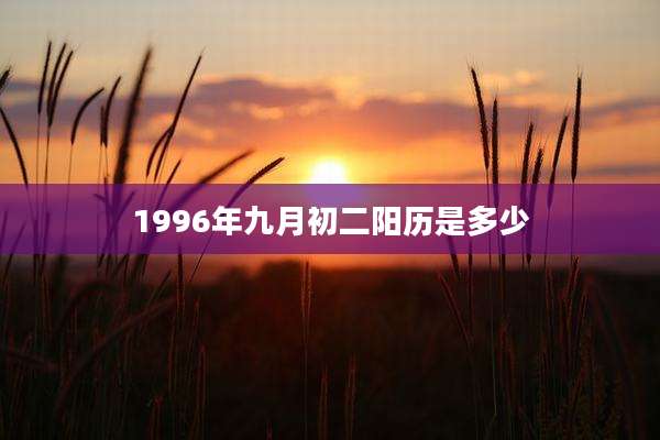 1996年九月初二阳历是多少