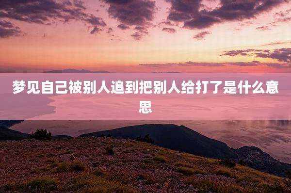 梦见自己被别人追到把别人给打了是什么意思