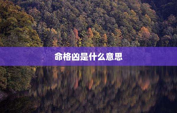命格凶是什么意思