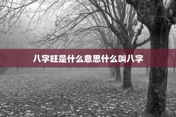八字旺是什么意思什么叫八字