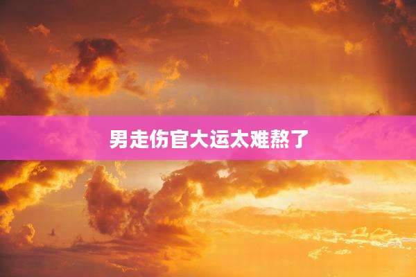 男走伤官大运太难熬了