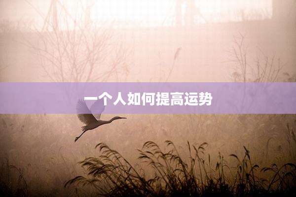 一个人如何提高运势