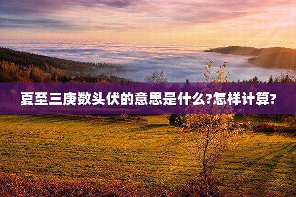 夏至三庚数头伏的意思是什么?怎样计算?