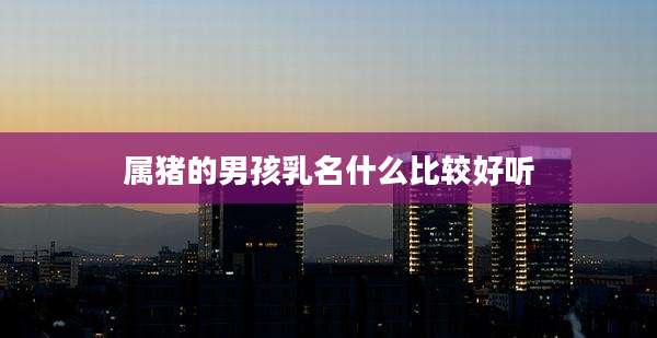 属猪的男孩乳名什么比较好听