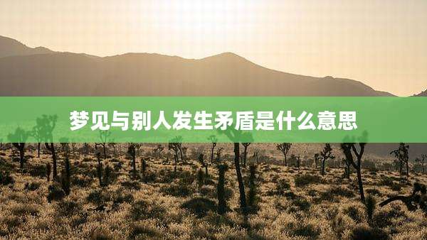 梦见与别人发生矛盾是什么意思