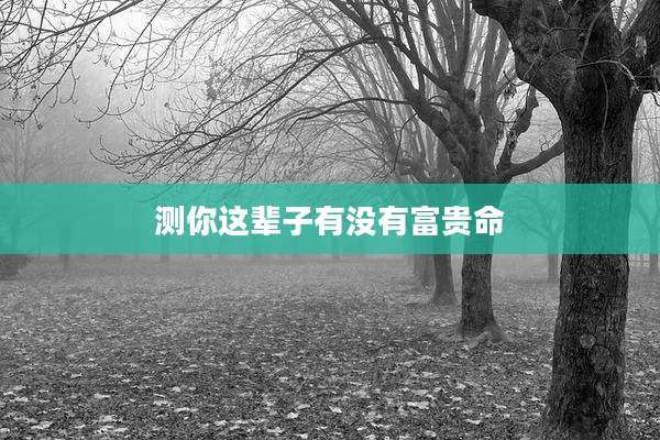 测你这辈子有没有富贵命
