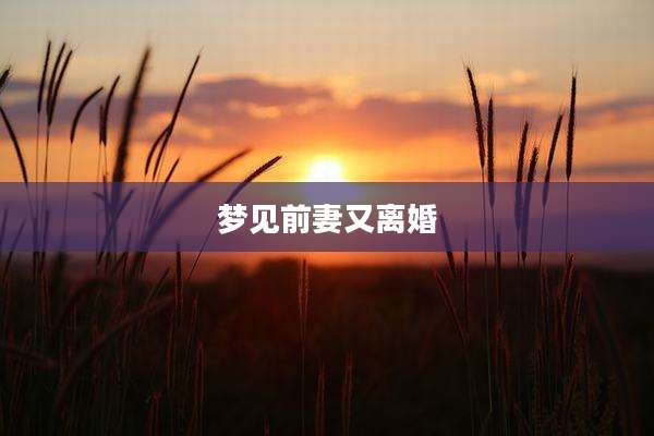 梦见前妻又离婚