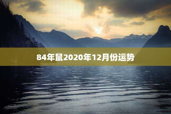 84年鼠2020年12月份运势