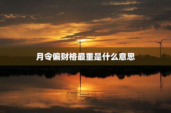 月令偏财格最重是什么意思