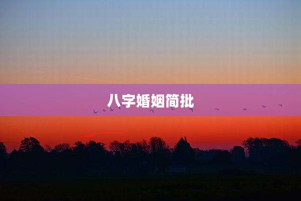 八字婚姻简批